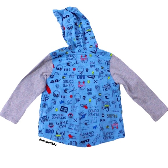 NWT Joe Fresh Baby Boy Multi Print Blue Hoodie - Picture 4 of 9
